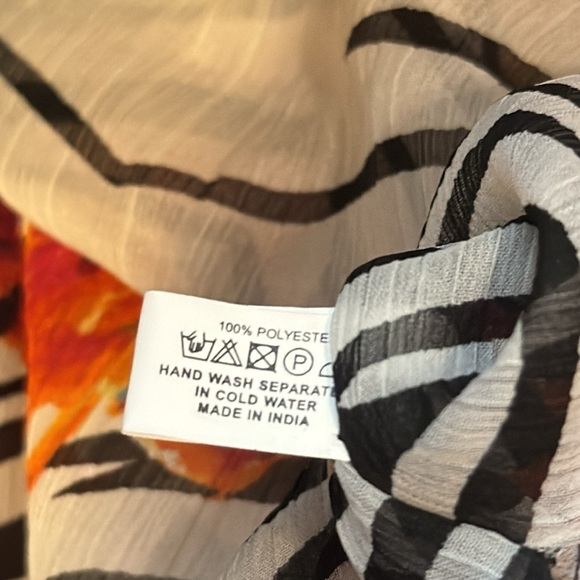 designer Animal floral  print kaftan tunic embellished round neck beaded - Picture 8 of 10